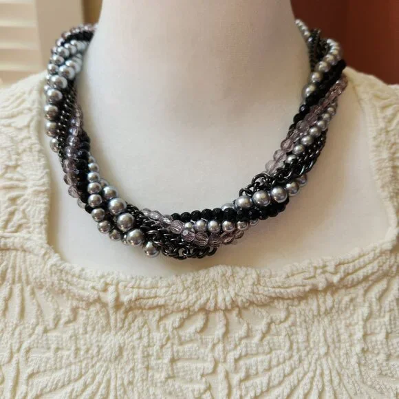 Premier Designs Y2K Multi-Chain Layered Necklace Beads Glam Grunge Rocker Chic - Picture 2 of 7